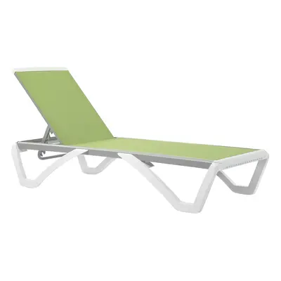 Outsunny Chaise Patio Lounge with 5-Level Adjustable Back Green