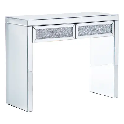 2 Drawer Mirrored Console Table Silver TILLY