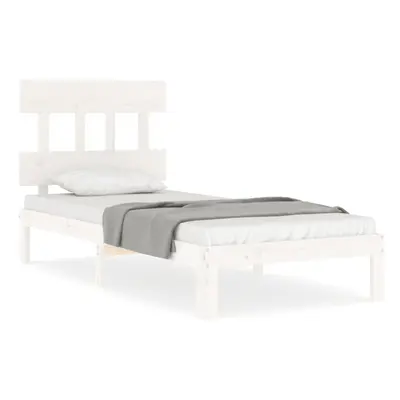 (white, x cm/with headboard) vidaXL Bed Frame Bedroom Platform Bed Wooden Bedstead Bed Base Soli