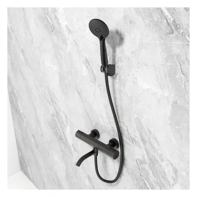 AICA Thermostatic Shower Single Handheld Shower Head With Tap Black