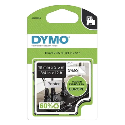 DYMO D1 Labels, 19mm x 3.5m Roll, Black Print on White, Self-Adhesive Labels for LabelManager La