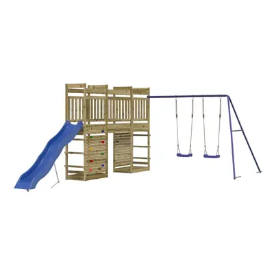 (solid impregnated pinewood) vidaXL Outdoor Playset Playhouse Play Towers Playground Set Solid W