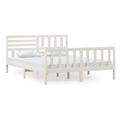 (white, x cm) vidaXL Bed Frame Bed Base Bedstead Bedroom Mattress Foundation Solid Wood