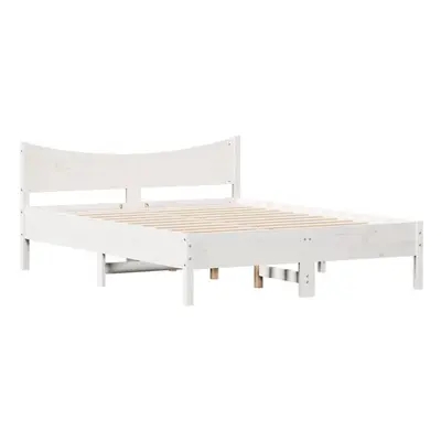 vidaXL Bed Frame Bedroom Bed Base Bedstead White 140x190 cm Solid Wood Pine