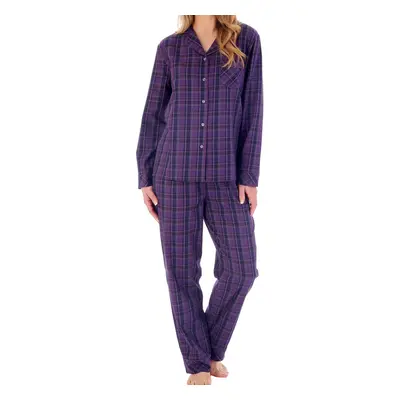 (Purple, 16/18) Slenderella PJ02222-PP Women's Purple Check Print Revere Pyjama Set