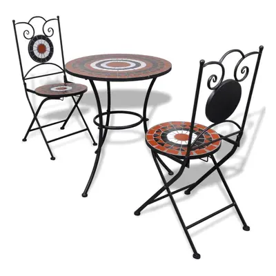 Mosaic Bistro Table cm with Chairs Terracotta / White