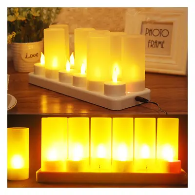 12PCS LED Rechargeable Candle Lamps Flameless Warm Tea Light Decoration