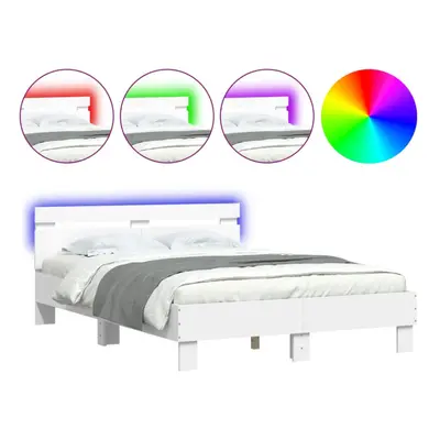 (white, x cm) vidaXL Bed Frame with Headboard and LED Bed Base Bedstead Matress Foundation