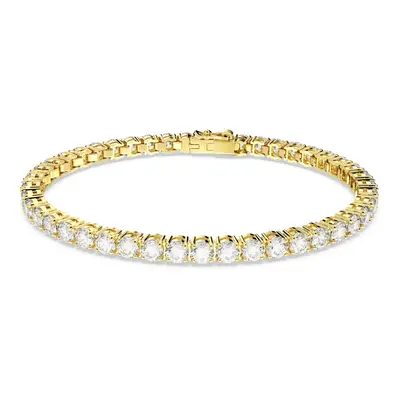 Swarovski Matrix Tennis Bracelet, White Round-Cut Crystals in a Gold-Tone Plated Setting, from t