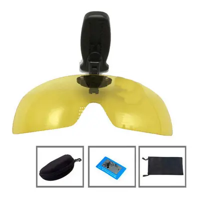 (Yellow) Unisex Sunglasses Polarized UV Protection Clip-On Cap Lens Cycling Driving