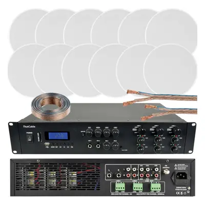 1200W Loud Bluetooth Sound System 12x 100W Slim Ceiling Speaker Zone Amplifier