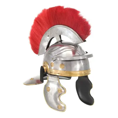 vidaXL Roman Medieval Knight Helmet LARP Replica Silver Steel Armour Weapon