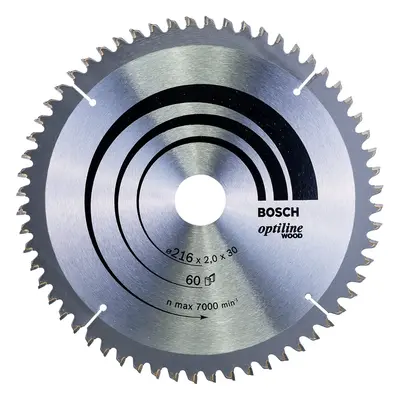 Bosch Optilineline Mitre Circular Saw Blade for Wood, 216mm x 2.0mm x 30mm, Teeth, Silver