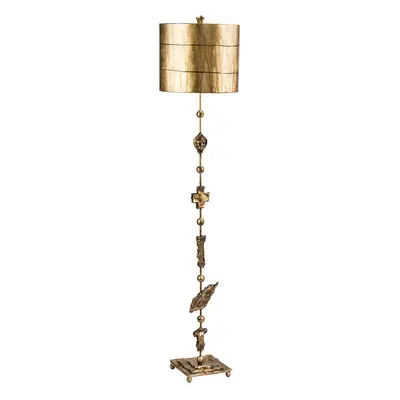 Floor Lamp Hand Painted Gold Leaf Silhouettes Shade Inc Aged Gold LED E27 100W