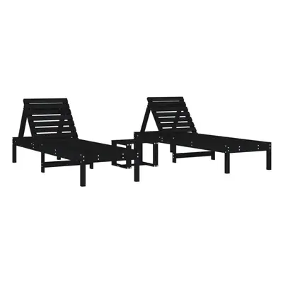 (black pine) vidaXL Sun Loungers with Table Sun Bed Chaise Longue pcs Solid Wood Pine