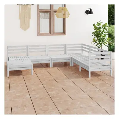 vidaXL Garden Lounge Set Outdoor Lounge Set Piece Solid Wood Pine White