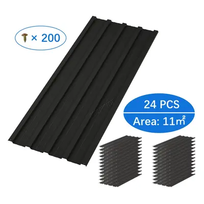 (Black) BIRCHTREE 24X Roof Sheets Corrugated Garage Carport Shed Metal Roofing Panels