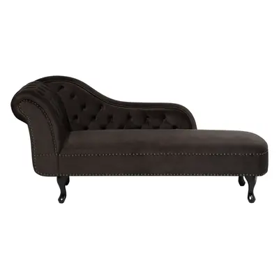 Left Hand Chaise Lounge Velvet Brown NIMES