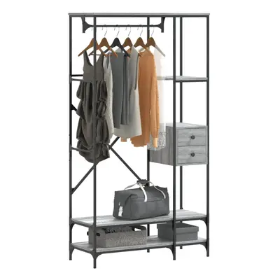 vidaXL Clothes Rack with Shelves Grey Sonoma Engineered Wood