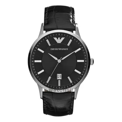 Emporio Armani Renato Men's WatchÂ¦Round Analog DialÂ¦Black Leather StrapÂ¦AR2411