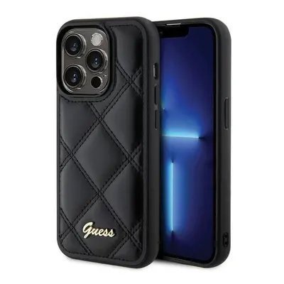 Guess Quilted Metal Logo Hard Case for iPhone Pro Max 6.7" Black