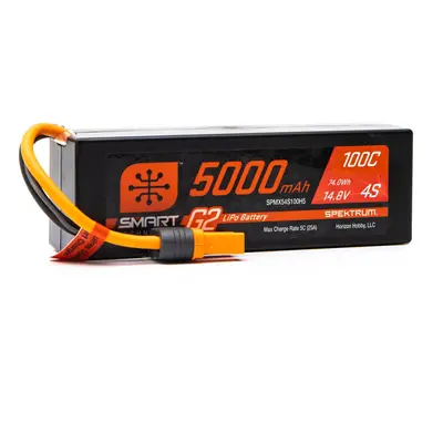 Spektrum 14.8V 5000mAh 4S 100C Smart G2 Hardcase LiPo Battery: IC5 SPMX54S100H5