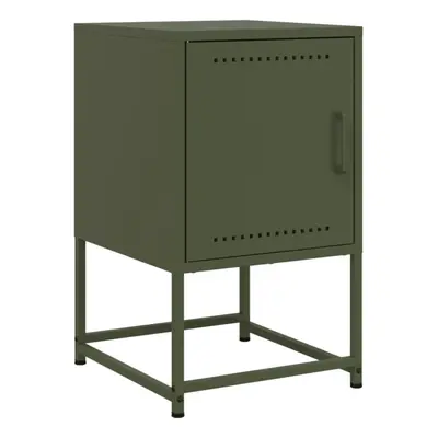 vidaXL Bedside Cabinet Nightstand Bed Table Bed Cabinet Olive Green Steel