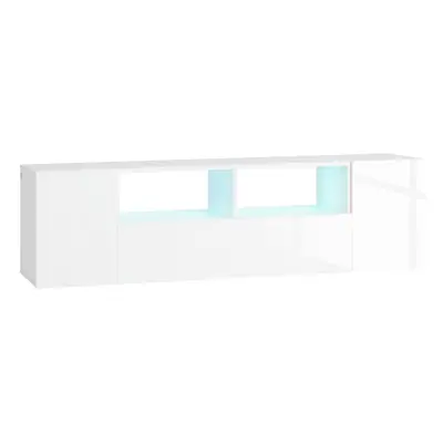 HOMCOM TV Unit Cabinet for TVs up to 60", TV Stand with LED Lights, White