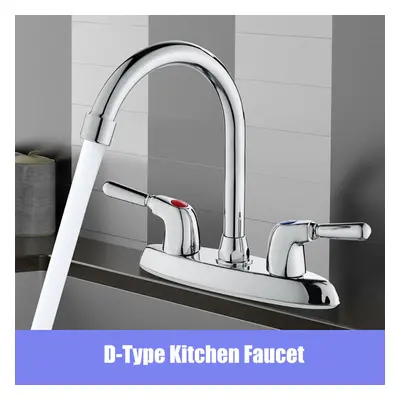 (D) Double Holes Handles Kitchen Faucet Hot Cold Basin Sink Mixer Water Tap