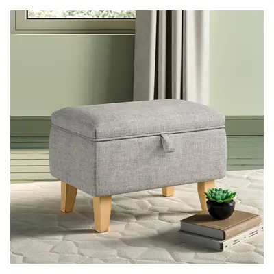 (Light Grey) Storage Ottoman Storage Box Footstool Chair Bench