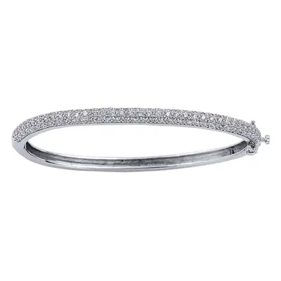 Jewelco London Ladies Sterling Silver Cubic Zirconia Domed Pave Eternity Bangle Bracelet - GVG04