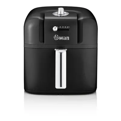 (Black) Swan SD10510BN Retro 6L Manual Air Fryer with Rapid Air Circulation, Adjustable Temperat