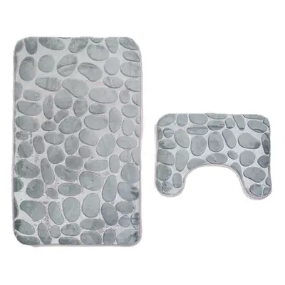 (Type A) 2pcs Flannel Toilet Lid Bath Rugs Soft Floor Home Anti Slip Liner Memory Foam Durable C