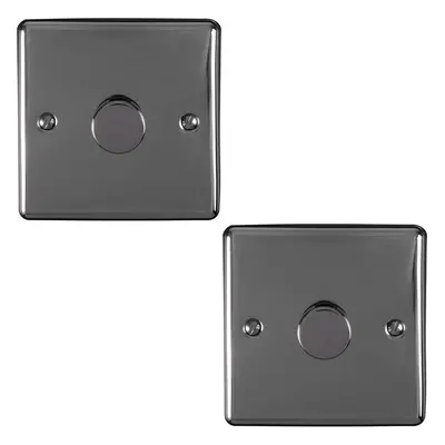 2 PACK Gang 400W Way Rotary Dimmer Switch BLACK NICKEL Light Dimming Plate