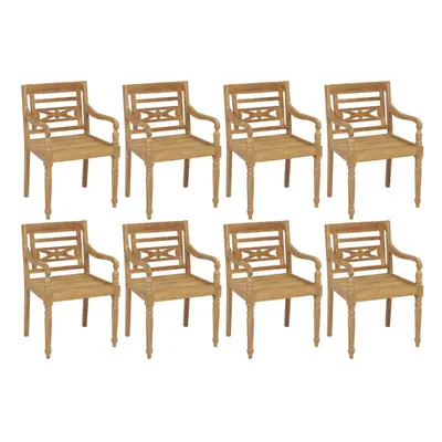 vidaXL 8x Solid Teak Wood Batavia Chairs Furniture Outdoor Dinner Seating