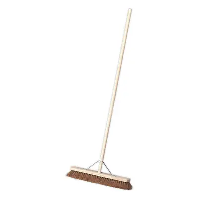 600mm Wide Soft Bristled Broom - Wooden Brush Handle - Metal Support Beam