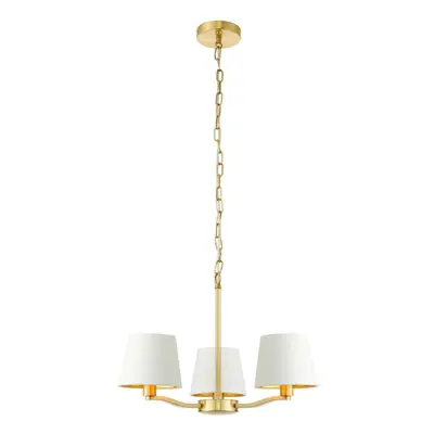 Ceiling Pendant Light Satin Brass & Vintage White Fabric x 40W E14 e10195