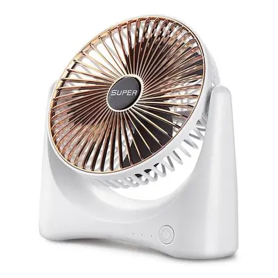 (Gold) 4.5W Portable USB Electric Fan Gear Speed Three Blade Design Adjustment Desktop Silent Fa