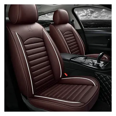 (Coffee Full Standard) Universal Full Leather Car Front Seat Protect Mat Covers Breathable Cushi