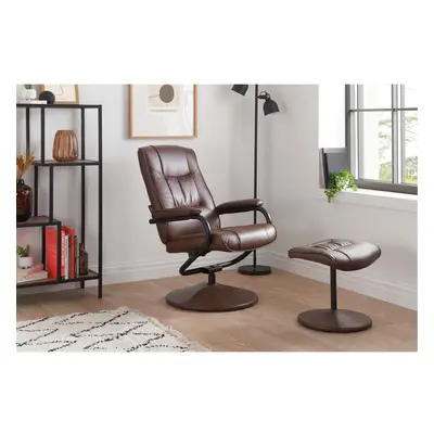 Swivel Recliner Chair Brown Birlea Memphis Tan Faux Leather Reclining Foot Stool