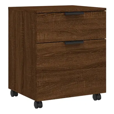 (Brown oak) vidaXL Mobile File Cabinet with Wheels Desk Storage Cabinet Engineered Wood