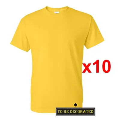 (3XL) Packs Gildan T-SHIRT Basic Tee - 5XL Small Big Men Heavy Cotton (Daisy Yellow)