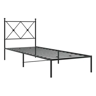 (black, 75x190 cm/with headboard) vidaXL Metal Bed Frame with Headboard and Footboard Bed Base B