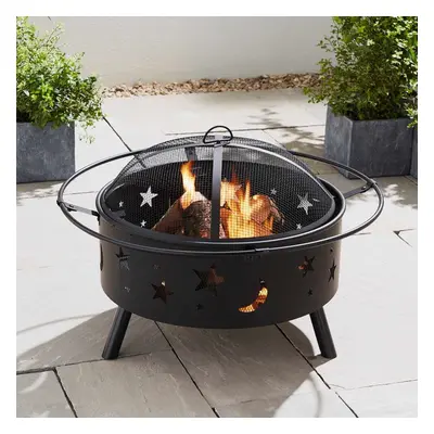 Astral 2-in-1 Fire Pit with BBQ with Spark Guard & Poker