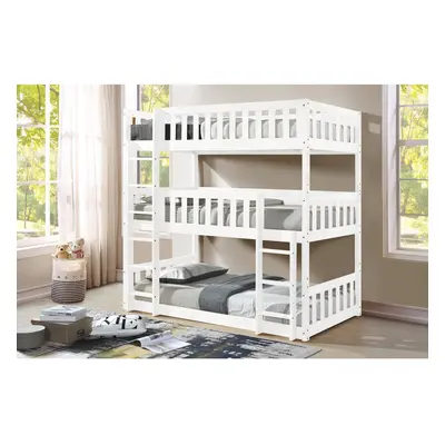 Lydia Triple Bunk Bed in WHITE, Wooden High Sleeper Kids Bunk Bed