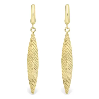 Jewelco London 9ct Yellow Gold Engine-turned Torpedo Drop Earrings - ERNR02321