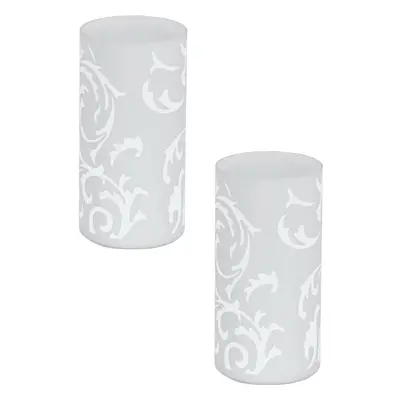 2 PACK Table Lamp Colour Shade White Printed Glass In Line Switch E14 1x60W