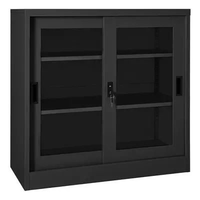 vidaXL Sliding Door Cabinet Anthracite Steel Office Side File Storage Cabinet