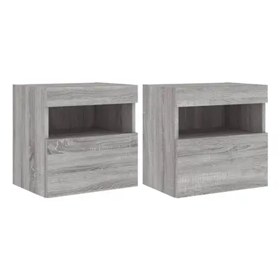 vidaXL TV Wall Cabinets with LED Lights Floating TV Unit pcs Grey Sonoma