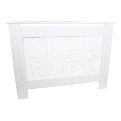 Radiator Cover White MDF Trellised Grill Modern Cabinet Shelf 1115mm